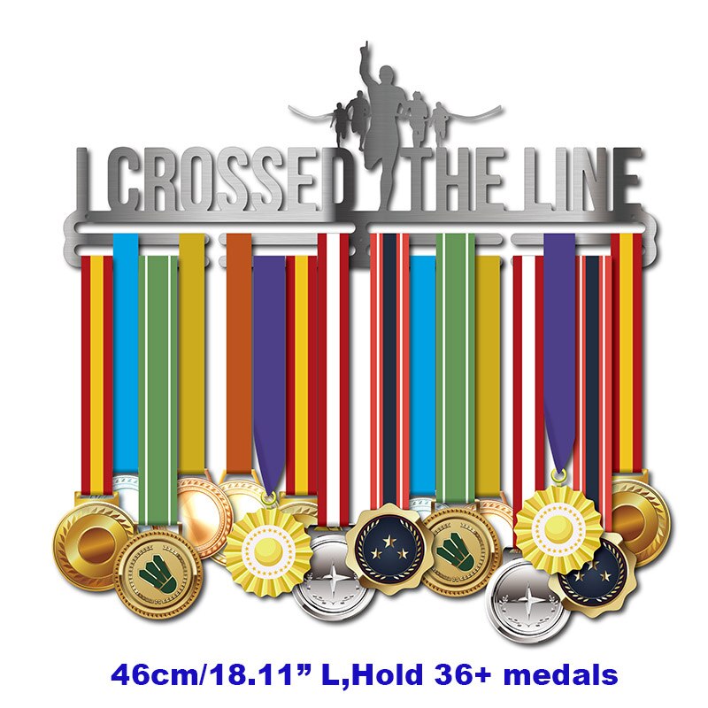 Marathon medal hanger Running medal display rack sport medal hanger hold 32+ medals 2.5mm thickness stainless steel: 46cm Stainless steel
