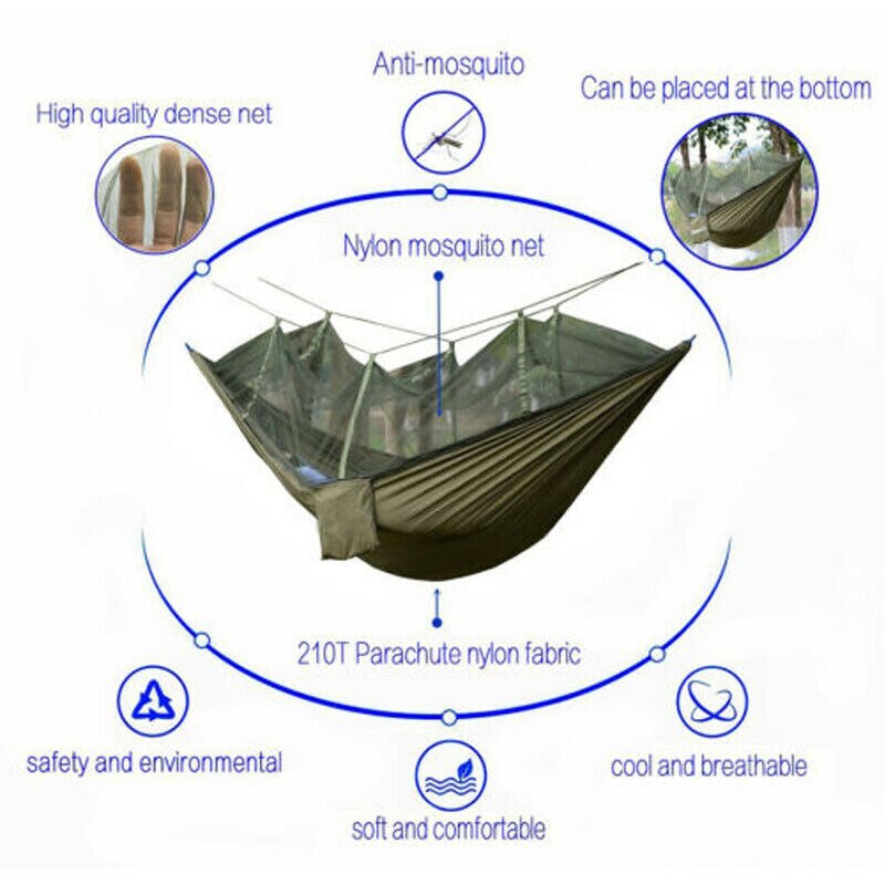 Portable Double Hammock with Mosquito Net for Outdoor Camping Traveling