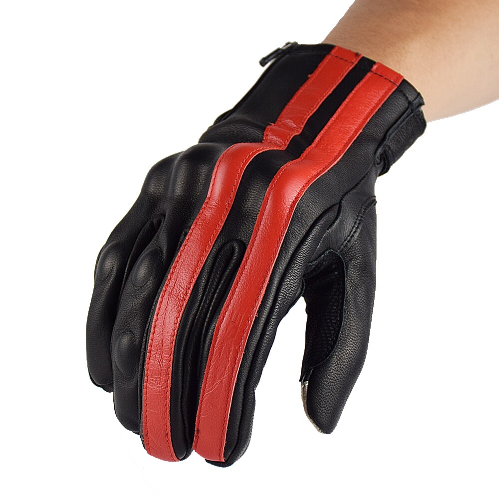Guantes de Moto Retro para hombre, de piel auténtica, marrón, con pantalla táctil, Vintage, para Motocross