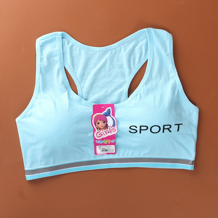 Cotton Training Bra 6-12 Years Girls Bra Breathable Girl Underwear Kids Teenage Children Student Sport Underwear Lingerie Bra: Blue girl underwear
