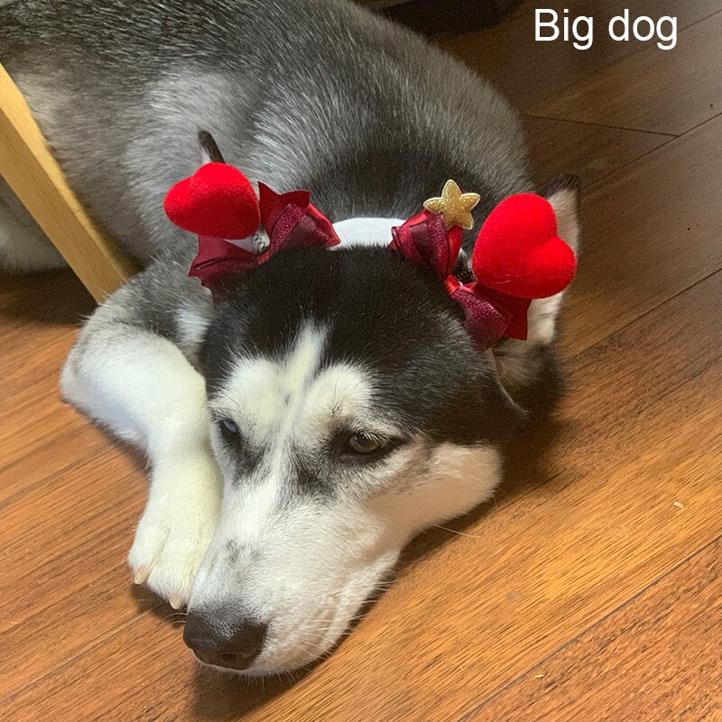 Tocado de gato Manual para el Día de San Valentín, conjunto de cabeza de perro, accesorios para el cabello de mascotas, horquilla, accesorios para gatos, suministros para mascotas: D