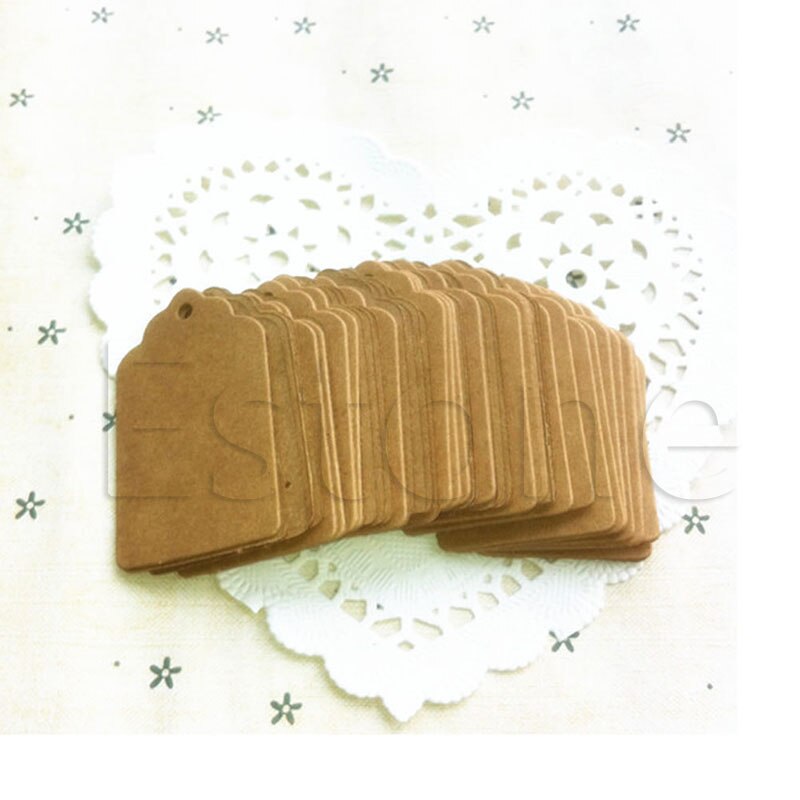 100 stuks bruine handgetekende labels, blanco kraftpapier, gemarkeerde blanco kaart, gelabelde kaart  n1ha: Donker kaki