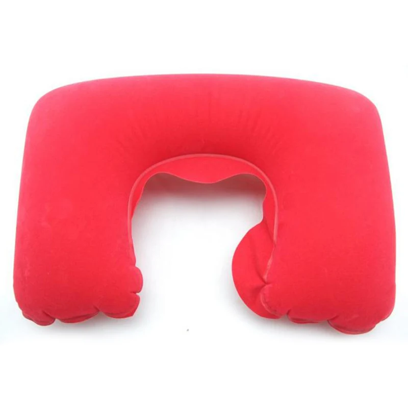 1/3/4Pcs Travel Pillow Car Air Flight Office Inflatable Neck Pillow Short Plush Cover PVC Support Headrest Soft Nursing Cushion: Orange
