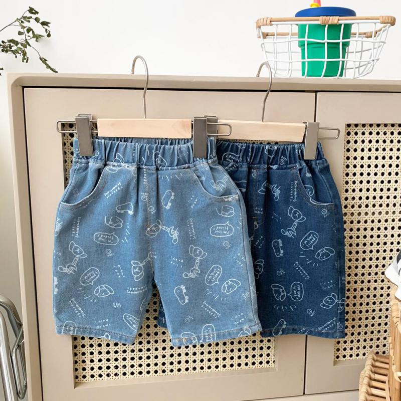 Nuovi pantaloni di jeans per bambini pantaloncini di jeans con stampa di cartoni animati di moda per ragazzi ragazze pantaloni Casual estivi per bambini 2022 pantaloni larghi per bambini