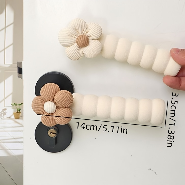 Guantes de manija de puerta estilo flor pequeña para puestos de puertas, cubiertas insonorizadas y anticolisión para protección de puertas