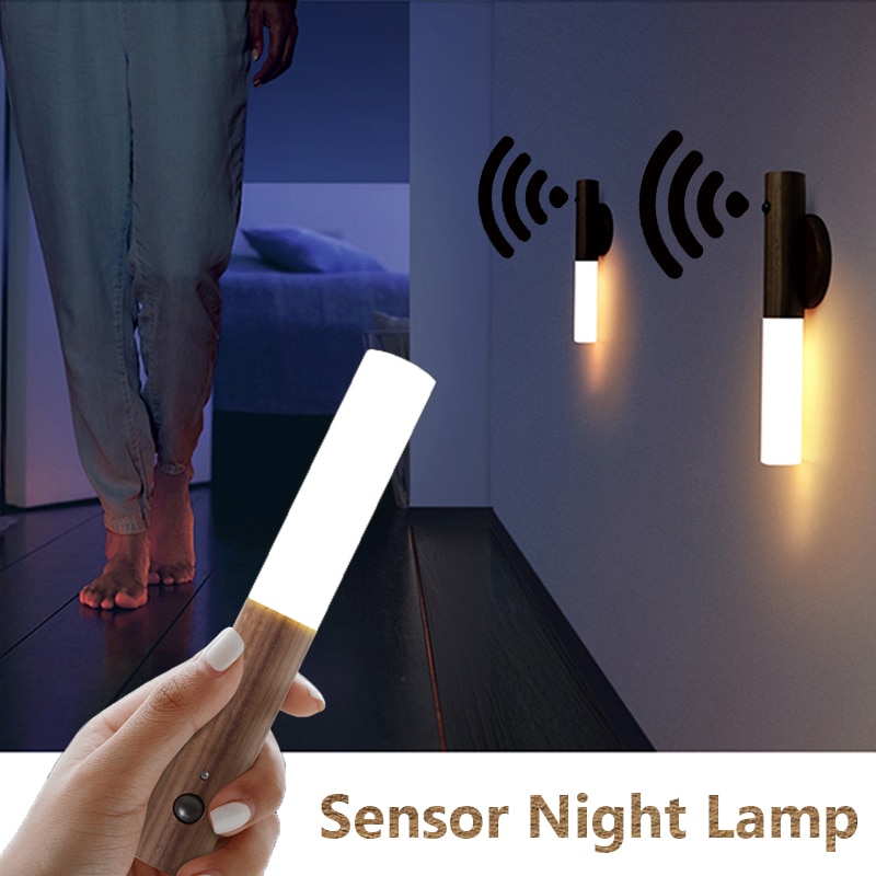 Led Infrarood Sensor Lichtgevoelige Sensor Nachtlampje Draadloze Usb Oplaadbare Night Lamp Voor Nachtkastje Kledingkast Wandlamp