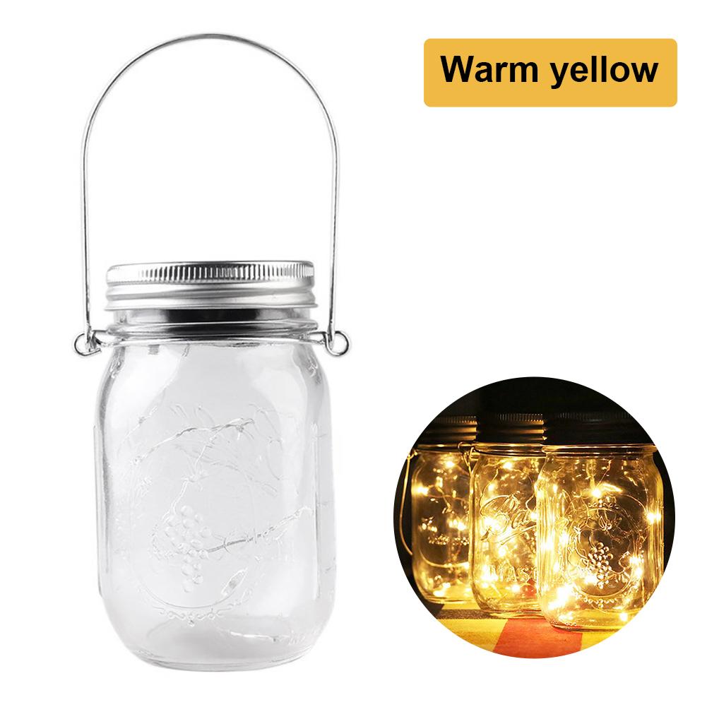Solar Light LED Waterproof IP65 Intelligent Control Mason Jar Hanging Lantern Party Wall Table Decorative Lamp: Warm White