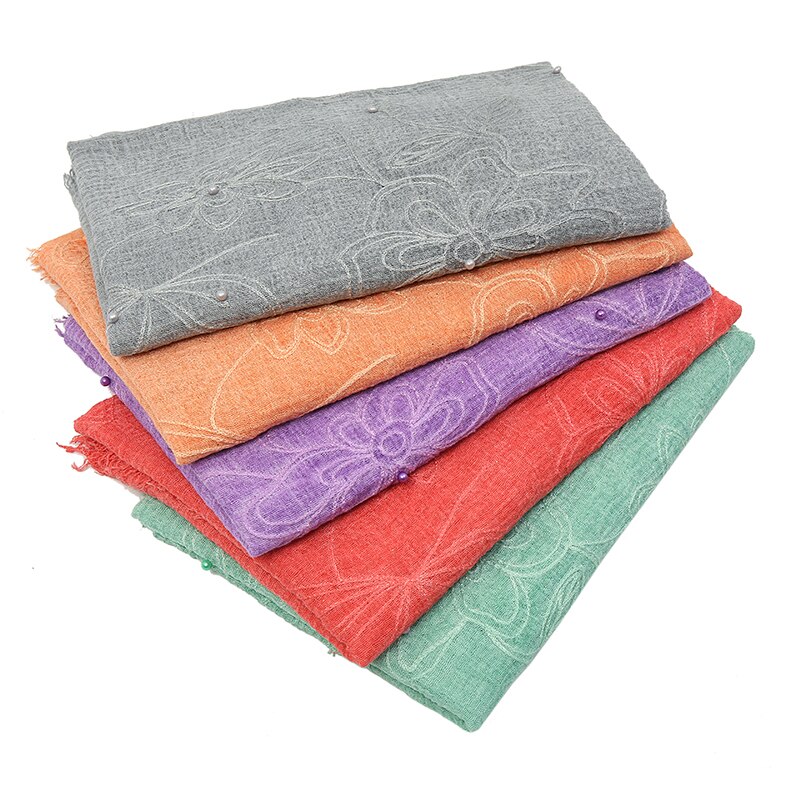 Moslem cotton and linen embroidered Pearl scarf