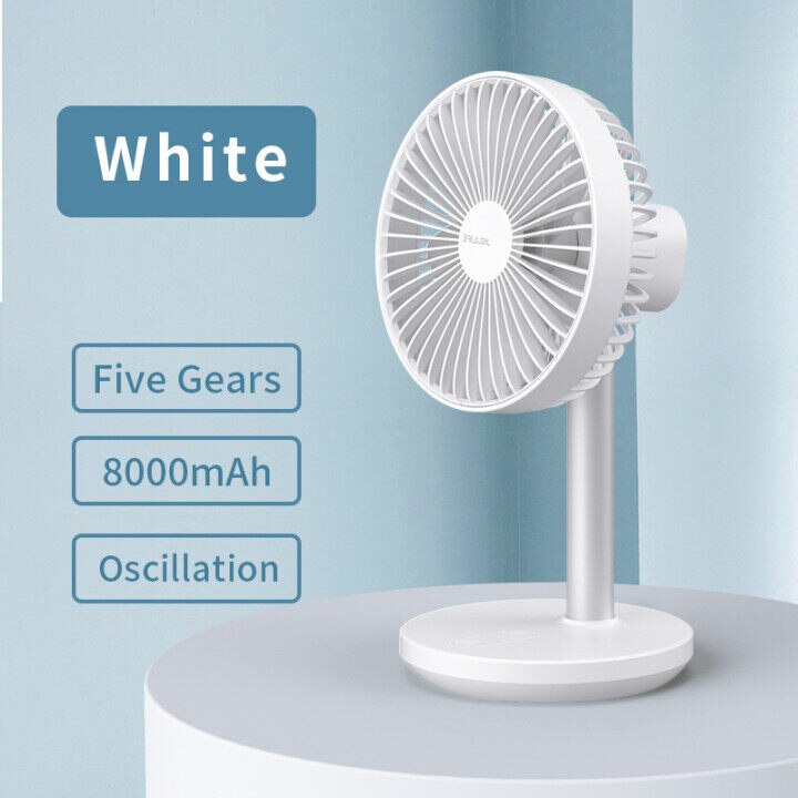 Jisulife Bureau Ventilator Ventilador Portatil Telescopische Vouwen Ventilator Voor Thuis Office 8000Mah Usb Stille Oplaadbare Vloer Fan: Desk Fan white