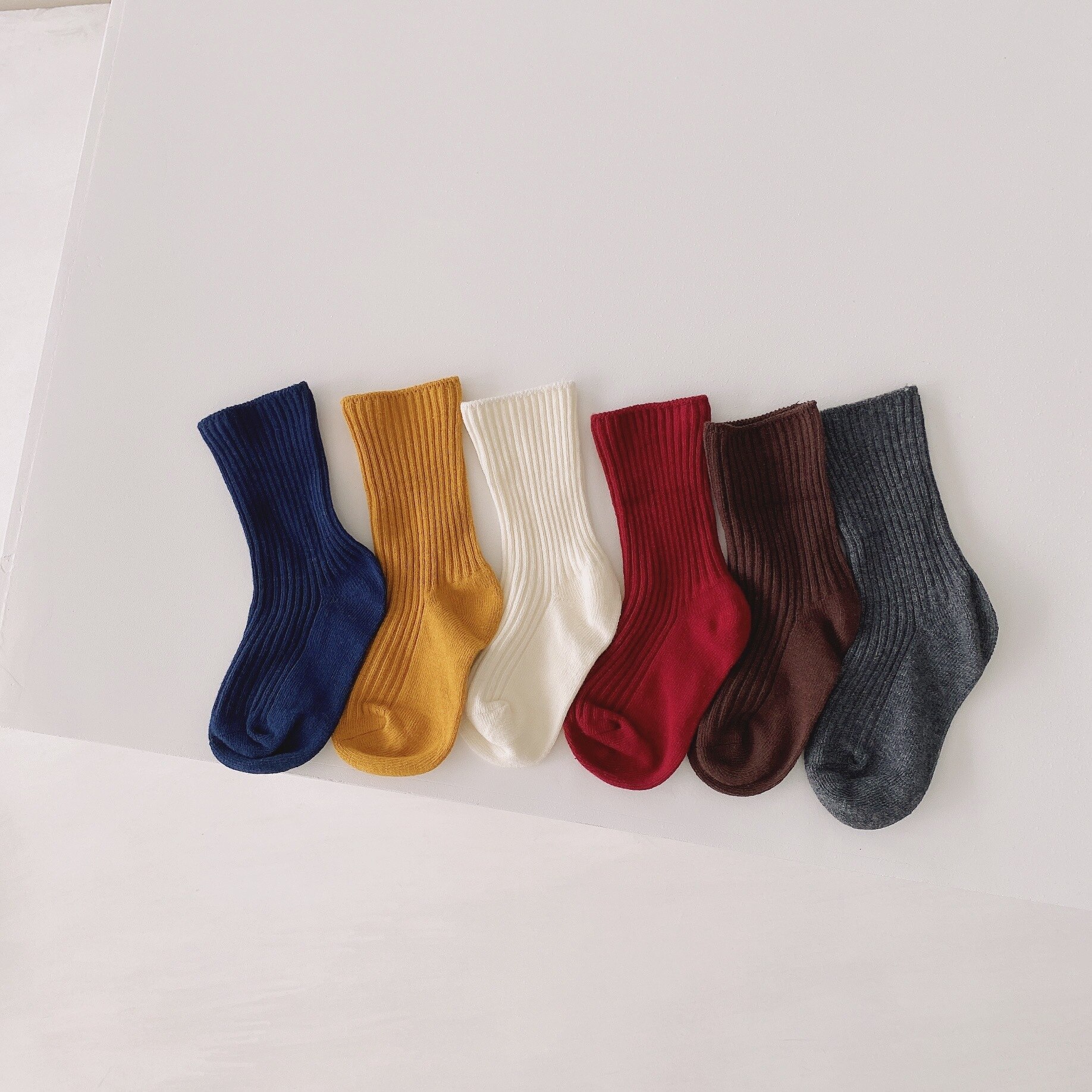 6 paires enfants chaussettes 1-6 ans bébé garçons filles coton chaussettes de sport automne mignon enfants couleur unie chaussettes