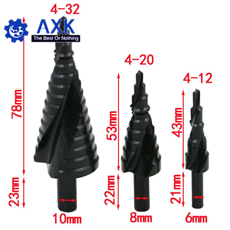 3PCS 4-32MM HSS Cobalt Stap Boor Set Stikstof Hoge Snelheid Stalen Spiraal Voor Metal Cone driehoek Schacht Gat Cutter