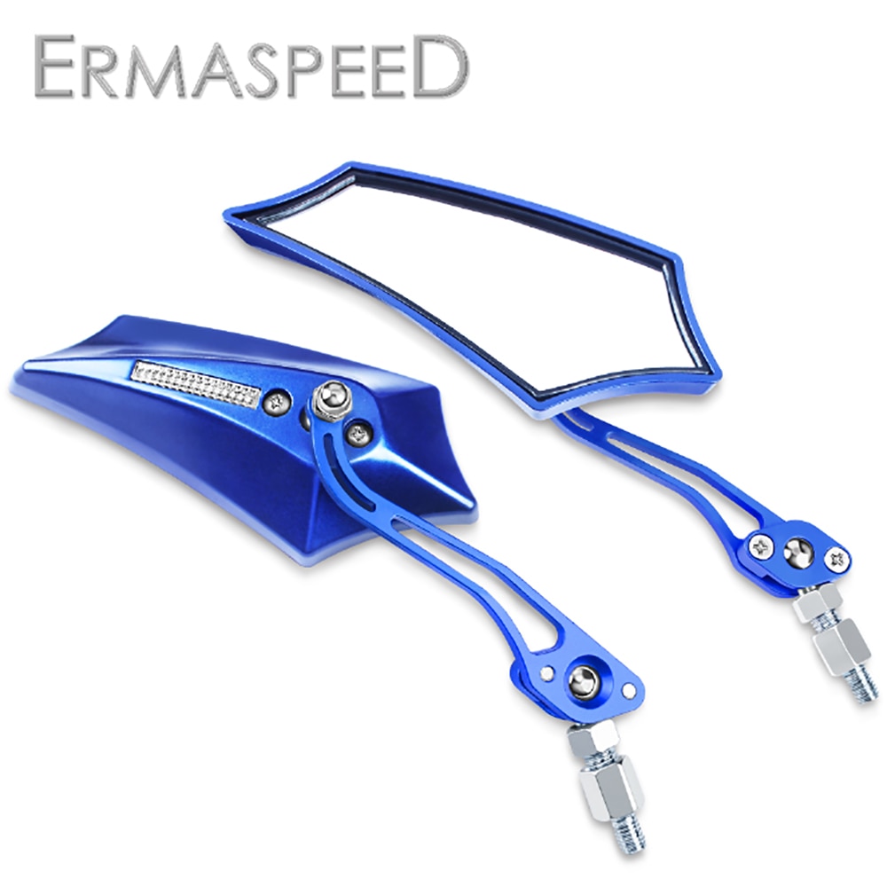 Universal 8Mm 10Mm Motorcycle Achteruitkijkspiegel Bromfiets Stuur Side Spiegels Draaibaar Blue Achteruitkijkspiegel Motor Accessoires