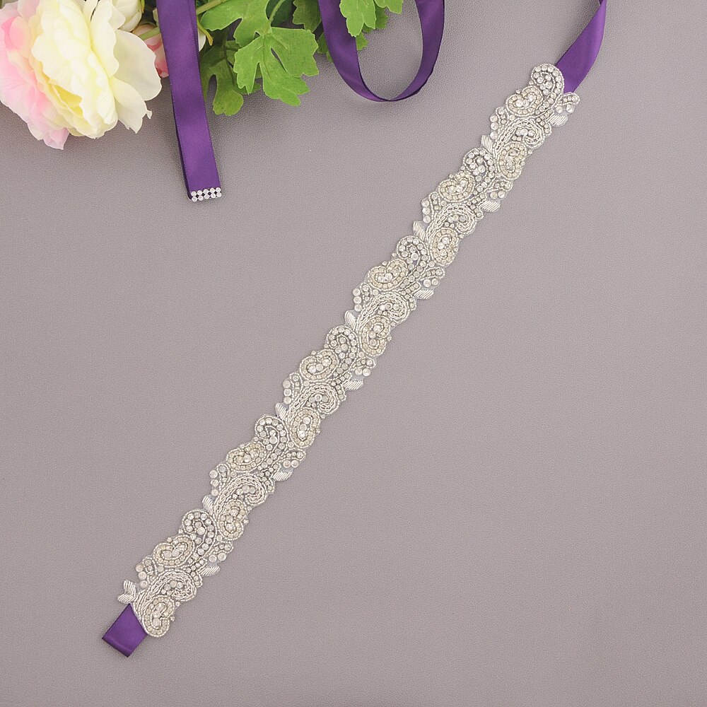 ZMS365 Braut Zubehör Hochzeit Gürtel Braut Gürtel Hochzeit Zubehör Mariage Schärpe Gürtel für Abendkleider Brautjungfer Gürtel: Violett