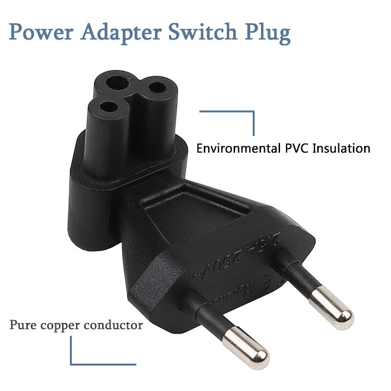 2-Pin Eu Male To Iec 320 C5 Female Ac Adapter 2.5A Fuse,Eu Industrial Power Converter