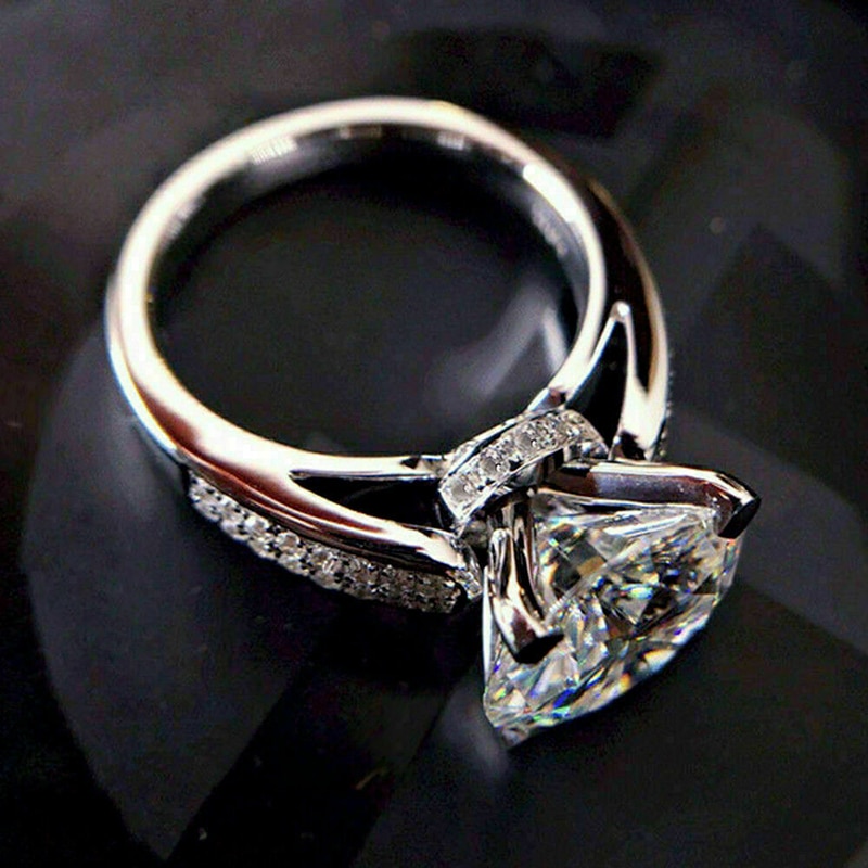 Huitan 2022 anello di fidanzamento per matrimonio classico per donna brillante Cubic Zirconia cristallo proposta anello anniversario gioielli regalo: 6