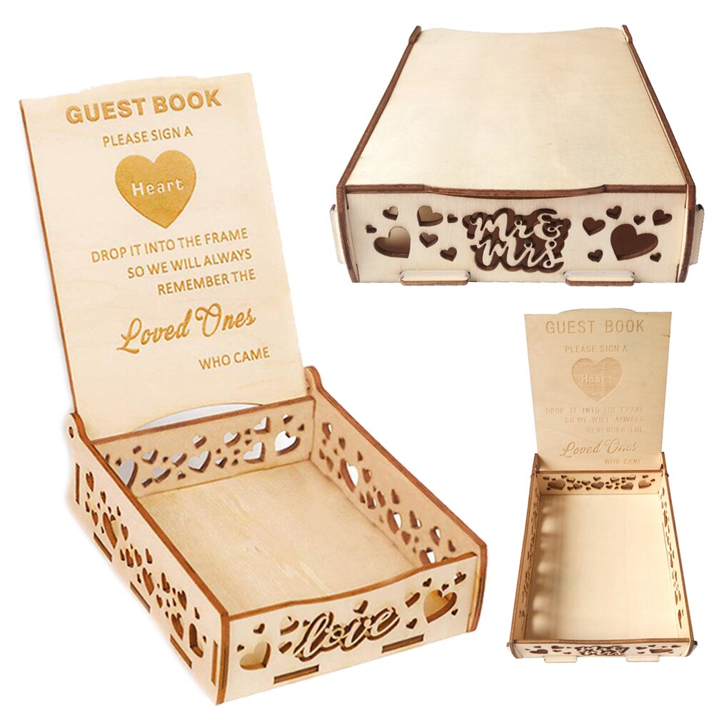 Neue Holz Unterschrift Kasten für Hochzeit Gäste Nachricht Verlassen Dekoration Hochzeit Gästebuch Speicher Karte boxs