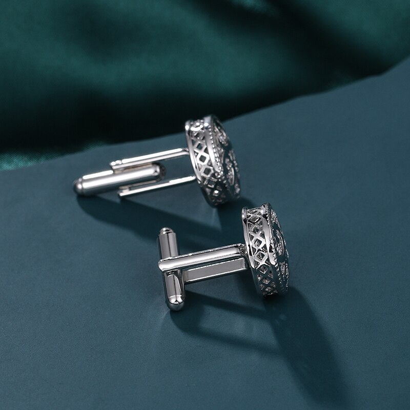 Weimanjingdian Prachtige Ronde Vorm Zirconia Cz Crystal Manchetknopen Voor Mannen In Wit Goud Rose Goud Kleuren