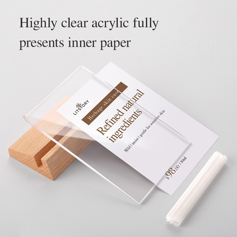 sviao L T shaped Sign Holder with Wood Base A4 A5 A6 Table Menu Holder