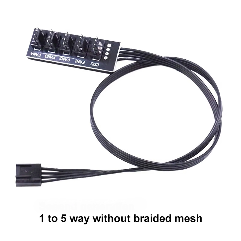 Hub de ventilador PWM de 1 a 5 vías, refrigeración de CPU de PC, Cable de alimentación de ventilador de 4 pines/3 pines, adaptador divisor de concentrador, ventiladores de caja enfriadora de ordenador de escritorio: Rojo