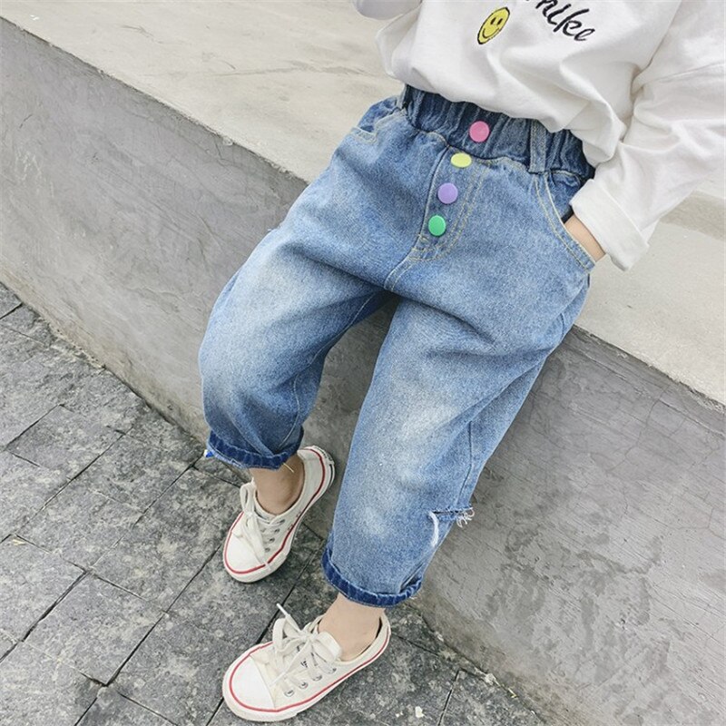 2-7T Jeans per ragazze Toddler Kid neonati vestiti primavera pantaloni larghi in Denim carino dolce moda Streetwear abbigliamento infantile