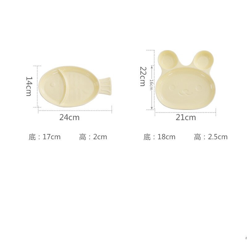 Ceramic children plate baby tableware cute cartoon kindergarten home breakfast plate grid plate biscuit fruit plate