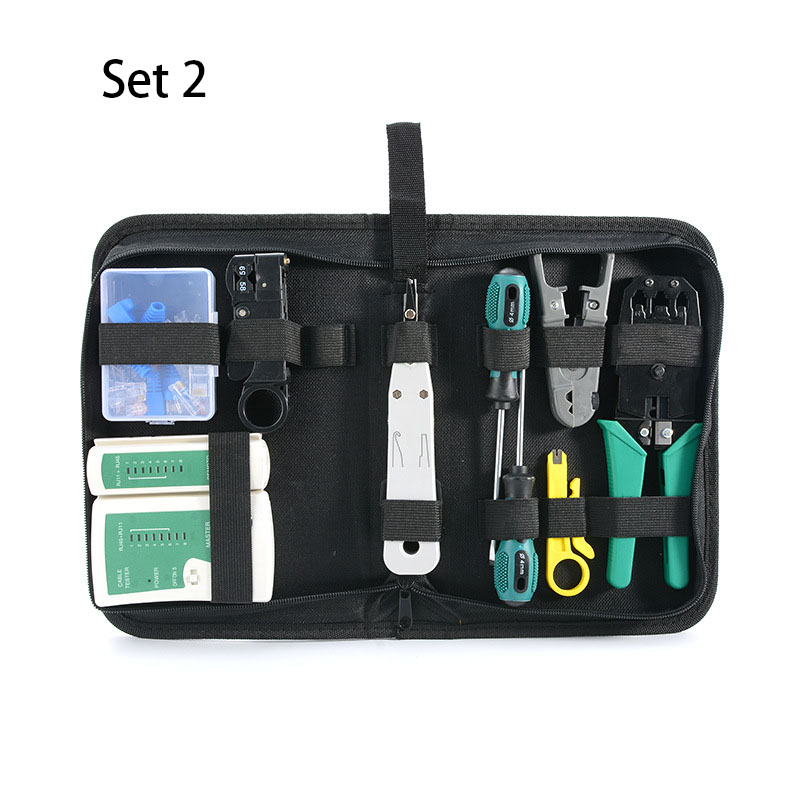 11 in 1 Computer Network Repair Tool Kit LAN Cable Tester Wire Cutter Screwdriver Pliers Crimping Maintenance Tool Set: Beige