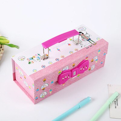 Leuke Multi-Functionele Grote Capaciteit Drie Lagen Creatieve Etui Met Slot: 3