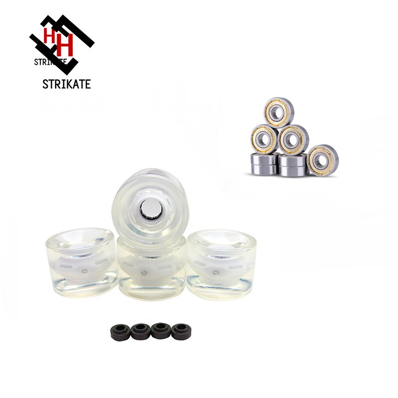 EIN einstellen von 4 Profi Longboard Räder 70mm 78A LED 3 farbe Skateboard Räder mit ABEC 11 Lagerbier und Abstandshalter Beleuchtung: Weiß