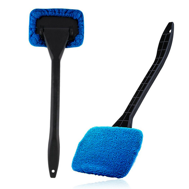 Kit de cepillo limpiador de ventanas de coche, herramienta de lavado de parabrisas Interior, limpiaparabrisas de vidrio automático con mango largo, accesorios para automóviles: Gris