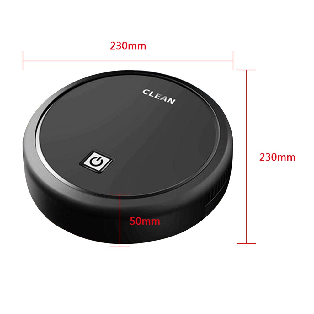 Cordless Auto Dust Sweeper Machine Rechargeable Smart Sweeper Robot Automatic Floor Sweep Vacuum Cleaning Machine: Black