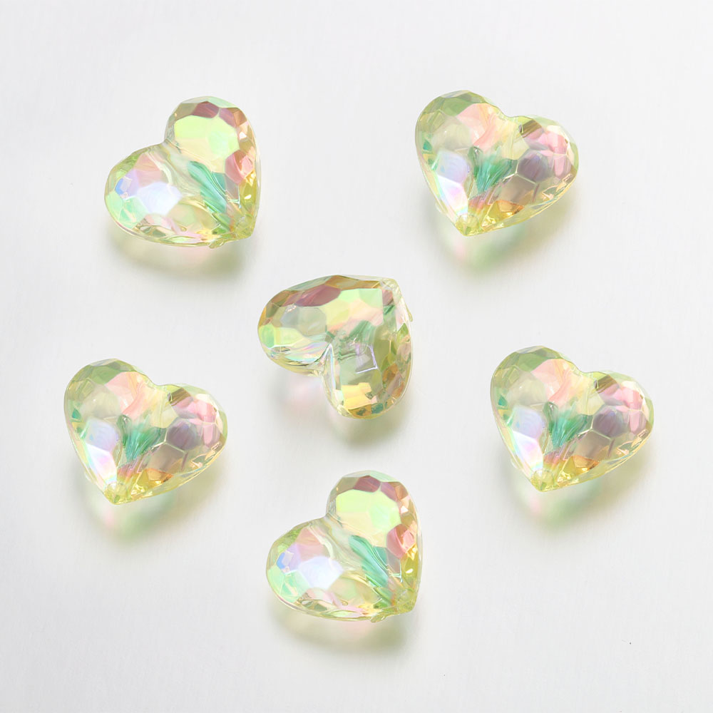 20szt Akrylowe koraliki Love Heart Shiny Mix AB Color Duże kryształowe luźne koraliki dystansowe do naszyjnika Bransoletka Wisiorek Biżuteria: Złota