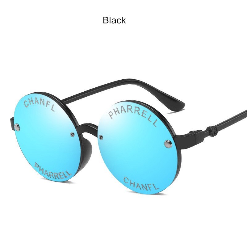 Børns solbriller børn drenge og piger lilla runde plast udendørs solbriller retro briller  uv400: Blå
