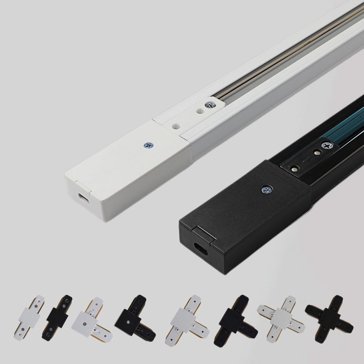 Aluminium 0.5M 1M Track Rail 2 Wire Systeem Led Track Lichten Rail Universal Rail Connector Circuit Rails Voor led Spoor Spots