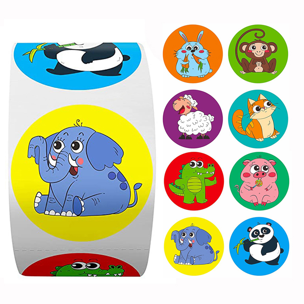 50-500 Stuks Ronde Dinosaurus Dier Kinderen Beloning Sticker Leuke Speelgoed Tags Decoratie Afdichting Label Briefpapier Levert Stickers: Bruin