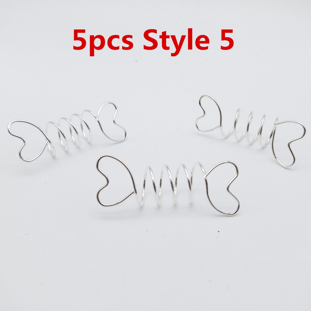 Mèches spirales dorées/argentées 5 pièces/10 pièces | Tresses tubulaires de perles, dreadlock, clips pour hommes femmes, accessoires breloques: 5pcs Style 5