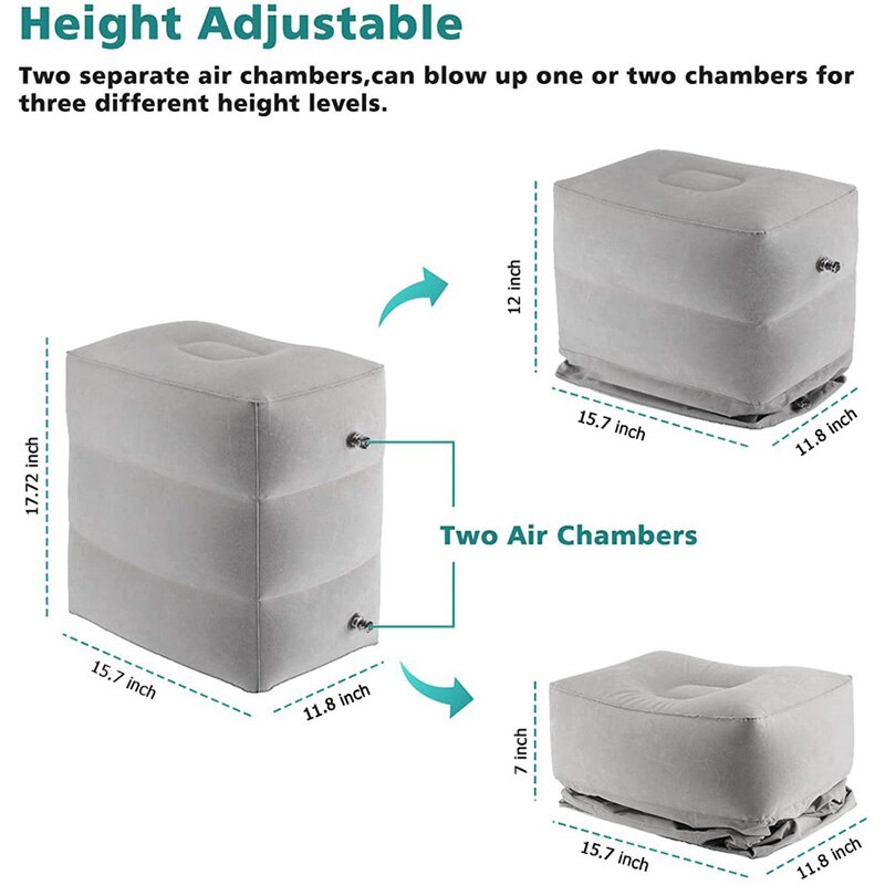 PVC Inflatable Travel Pillow Foot Rest Pillow Kids Airplane Sleep Bed Car Height Adjustable Adult Flight Sleeping Resting Pillow