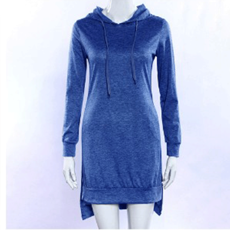 Frauen Herbst Und Winter Lange Sweatshirts Lose Hoodies Weibliche Casual Langarm Pullover Vliese Sport Kleid Hoodie: XXL / Navy Blue