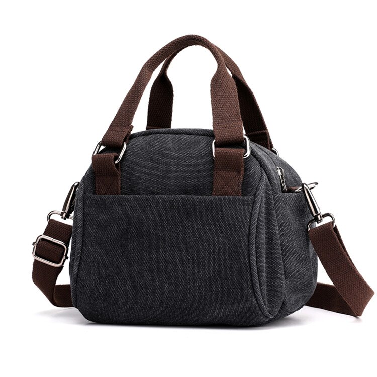 Sac à main Vintage en toile pour femmes, petit sac à bandoulière, fourre-tout pour filles, mini sacoche,: Black