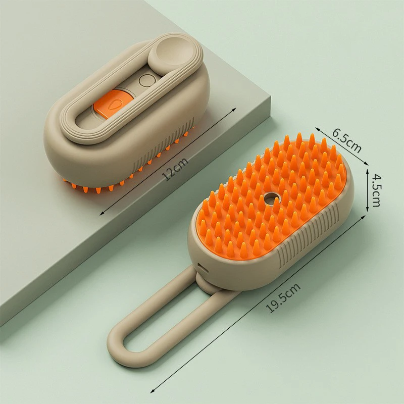 Cepillo para perros al vapor con aceite esencial, cepillo eléctrico para pelo de gato con pulverizador, cepillo de vapor para perros 3 en 1 para masaje, cuidado de mascotas y eliminación: Negro