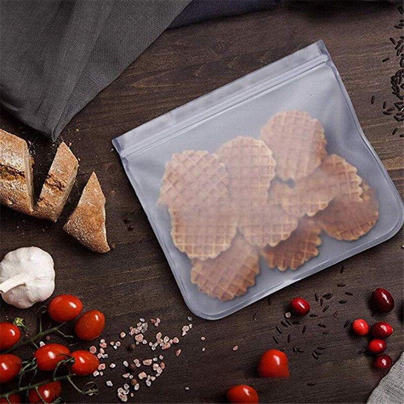 Draagbare Peva Voedsel Opbergtas Herbruikbare Vriezer Siliconen Zip Lock Lekvrij Zak Keuken Organizer Vruchten Snack Zaden Opbergtas