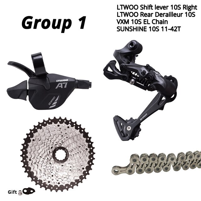 LTWOO A7 1X10S Groupset 10 speed shift lever derailleur SUNSHINE cassette 42T 46T 50T VXM Chain MOTSUV Chainring 32T 34T 36T 38T: no chainring 11-42T