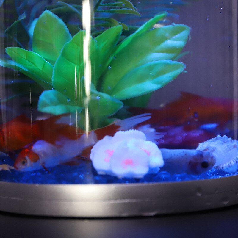 LeChong Mini Aquarium Fish Tank With Light No Need To Plug In Small Turtle Tank Office Table Desktop Aquatic Fighting Fish Tank