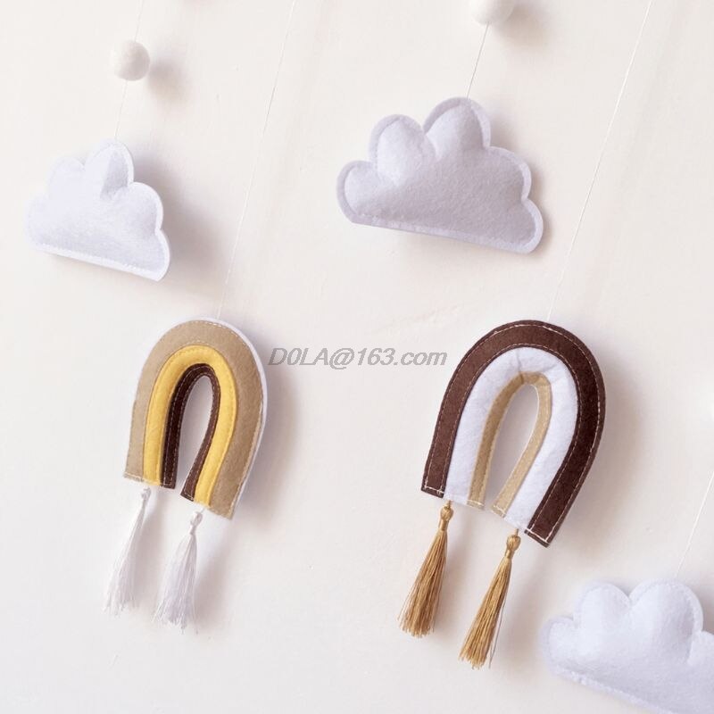 Decoración de madera para colgar en la pared, nube, fieltro arcoíris, adornos artísticos para la pared, para el hogar, dormitorio infantil