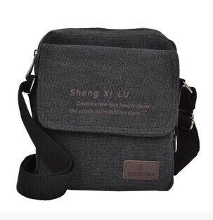 stacy bag brand men handbag male small cross-body shoulder bag man mini canvas messenger bag travel bag: Black