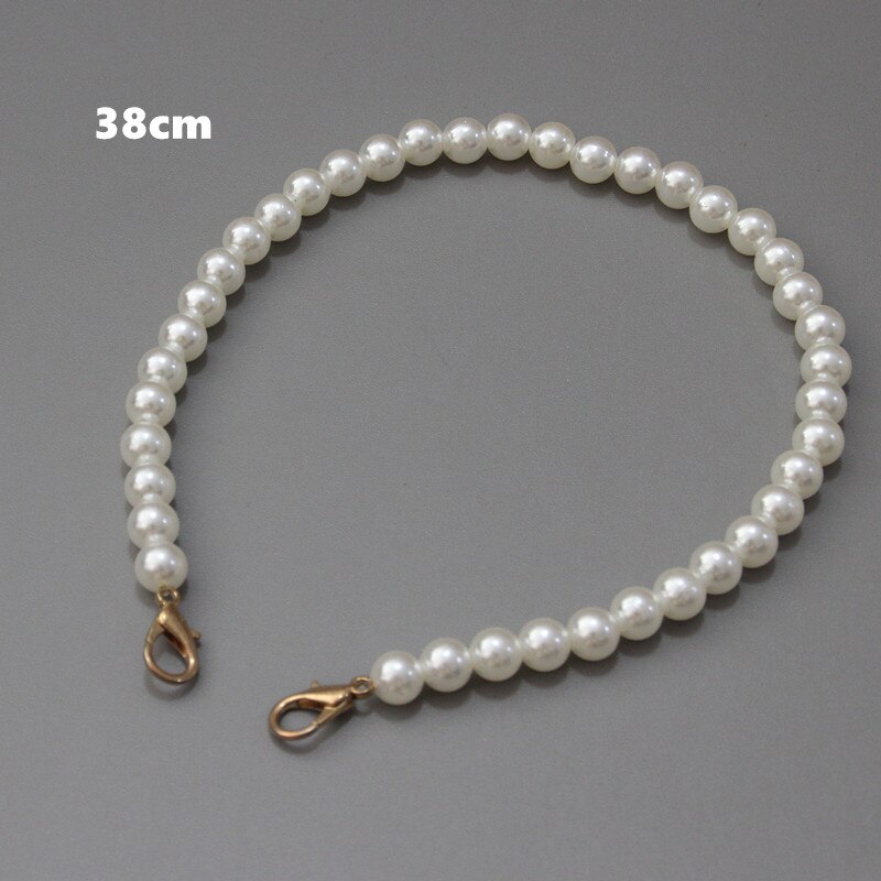 Woman Handbag Accessory White Pearl Chain Replacement Cute Strap Women Shoulder Lovely Round Beads Handle Chain: 38cm