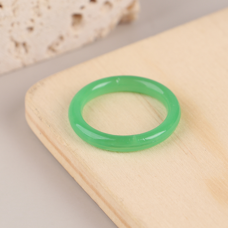 Non-fading Vegetarian Ring Imitation Jade Thin Ring For Woman Vintage Jewelry Girls Accessories