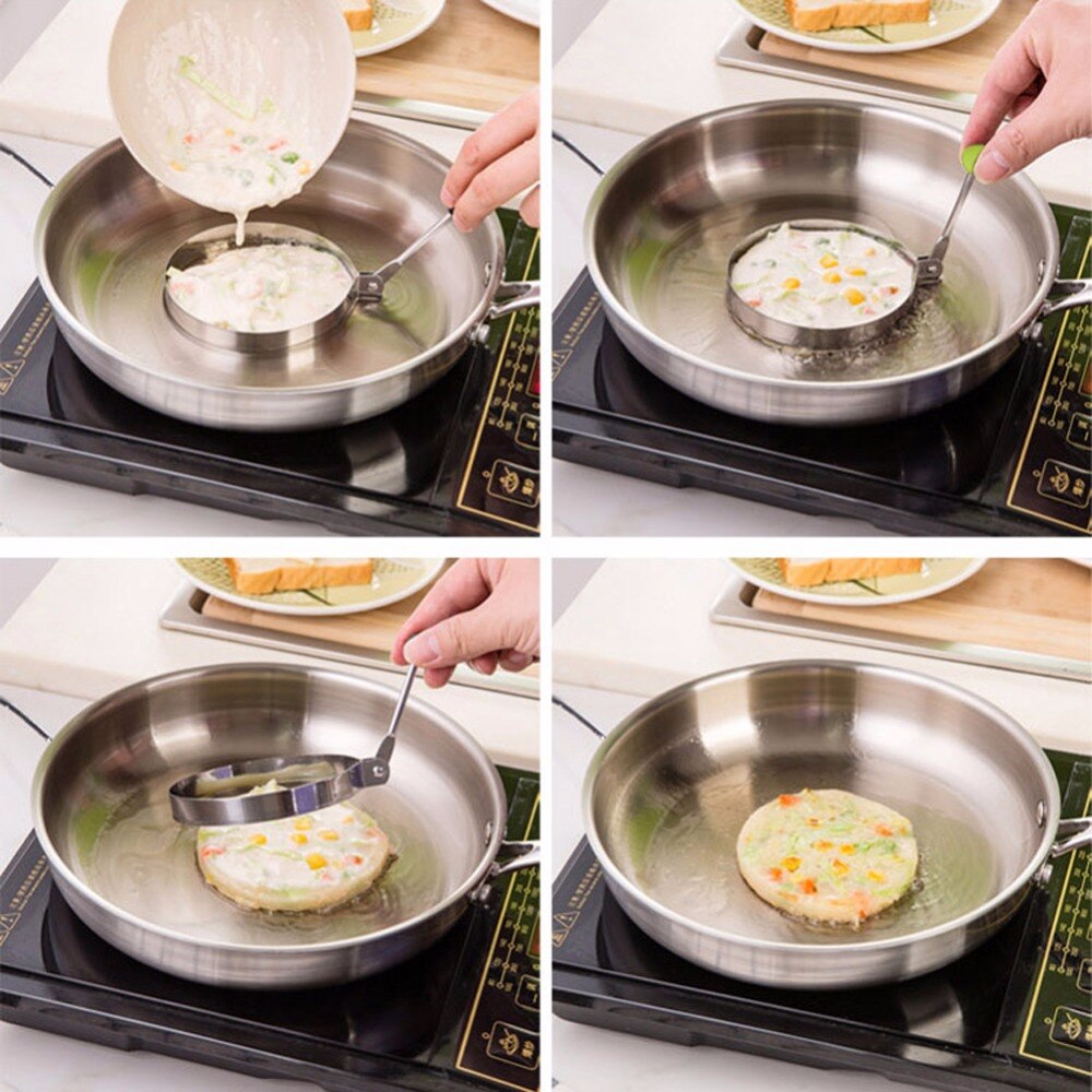 Æg komfur rustfrit stål form til stegning æg værktøjer morgenmad omelet skimmel pandekage ring ægformet køkkenredskaber hjerte rundt