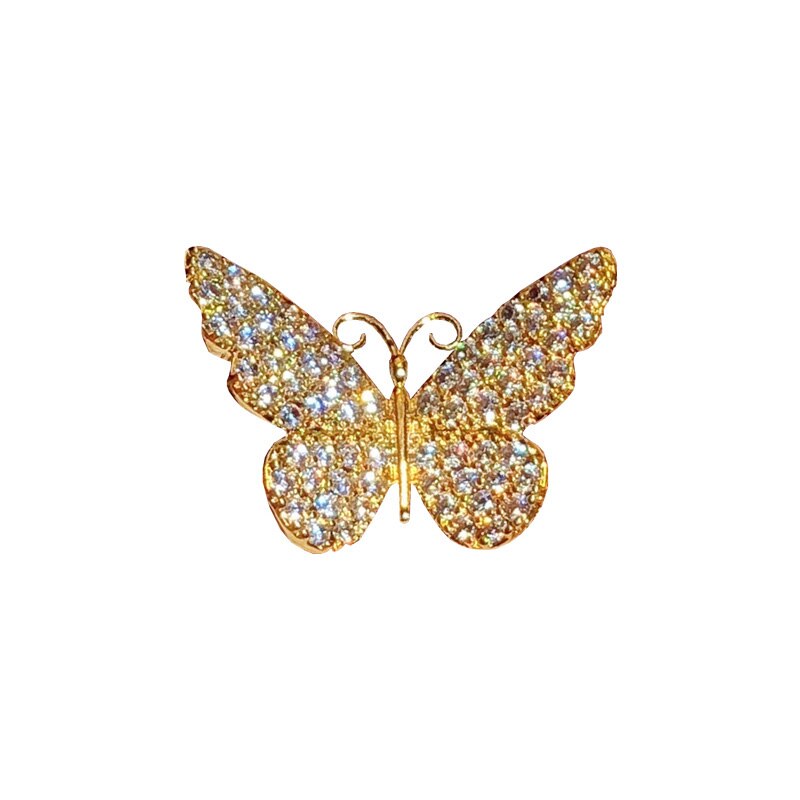 Butterfly Brooch - S925 Sterling Silver - Cubic Zirconia - Women's Lapel Pin