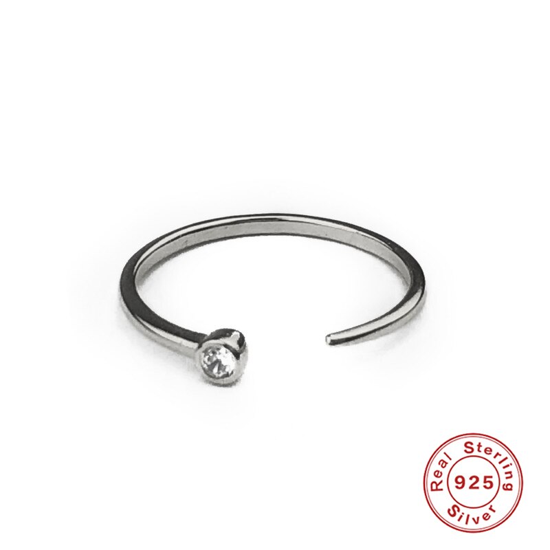 ROXI Einfache Einstellbare Öffnen Zirkon Ringe für Frauen Mädchen Klassische Dünne Anillos 925 Sterling Silber Bague Finger Ring Edlen Schmuck: white gold