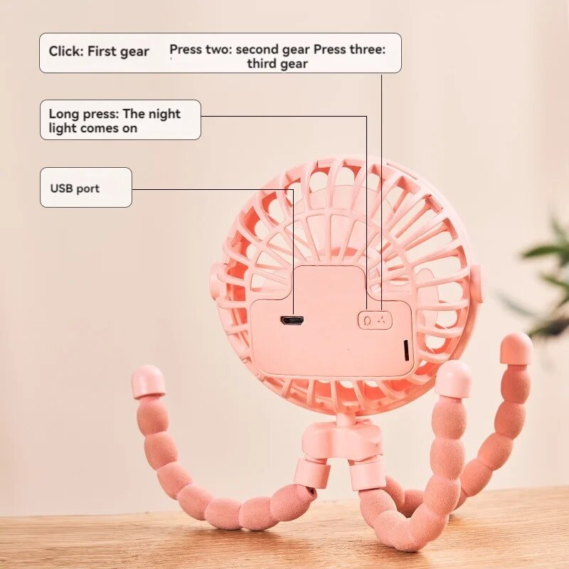 Mini ventilador de mão multifuncional com luzes LED, carregamento USB, carrinho multifuncional, portátil, suporte de polvo, estilo variável, 1 pc